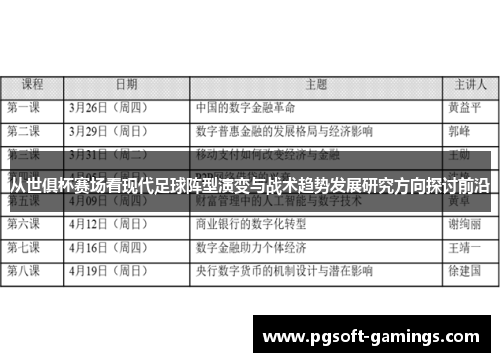从世俱杯赛场看现代足球阵型演变与战术趋势发展研究方向探讨前沿